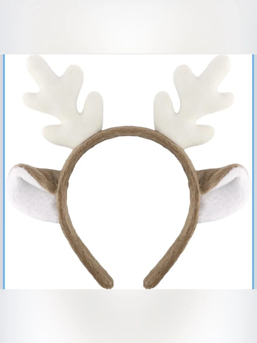 Kids Brown and White Reindeer Antler Headband - Festive Costume Accessory
